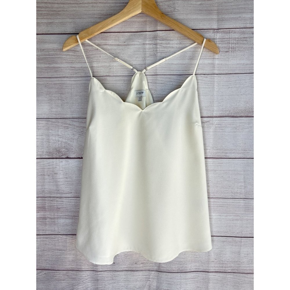 J. Crew Factory Ivory Scalloped Neckline Cami Size 10